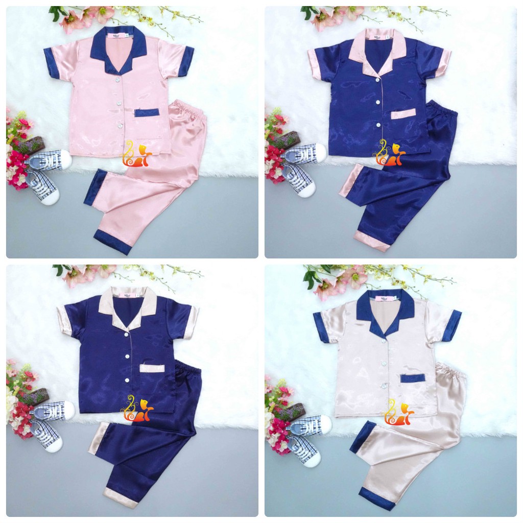 (Phần 1) Đồ Bộ Pijama Phi " Lụa Phối " Quần Dài Cho Bé - Từ 12kg - 40kg.