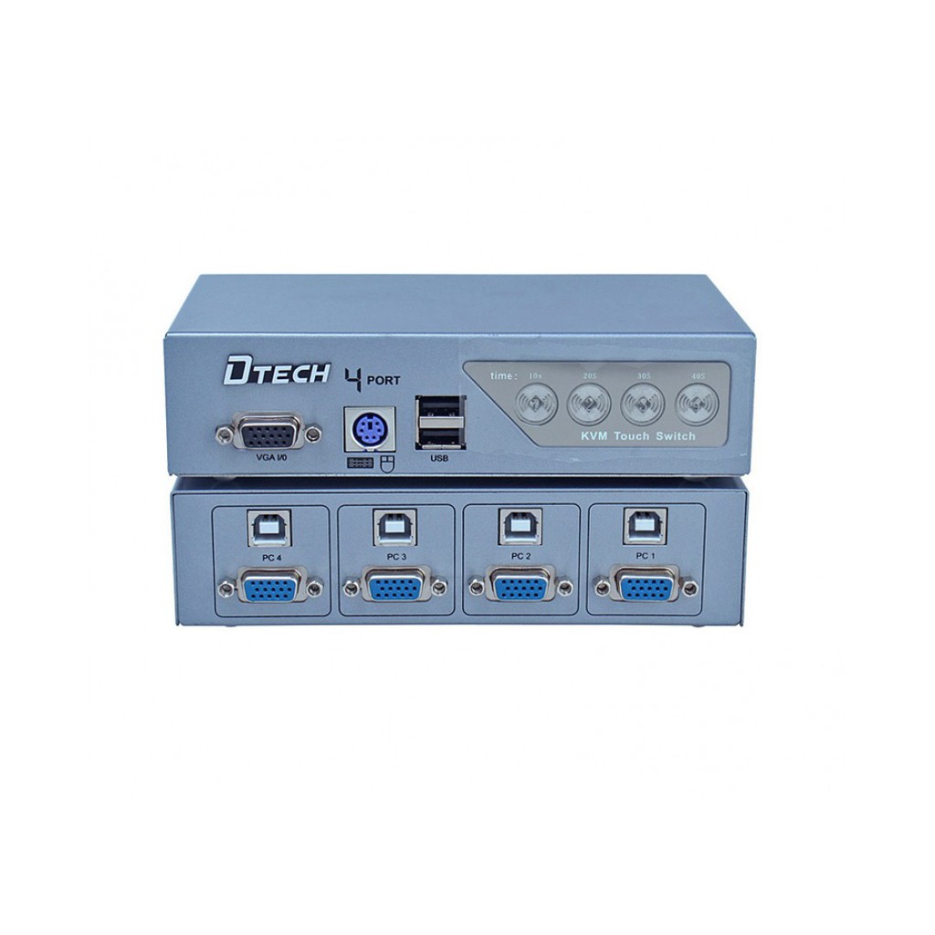 BỘ CHUYỂN NHIỀU CPU XÀI CHUNG 1 MÀN HÌNH DATA VGA KVM DTECH 500MHZ 2 CPU DT 8021 , 4 CPU DT 8041