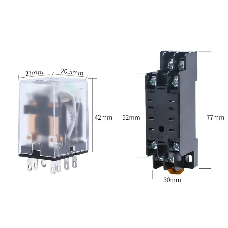 Rơ le MY2N-J  relay trung gian 8 chân dẹp nhỏ điện áp 12VDC, 24VDC, 220VAC chất lượng tốt
