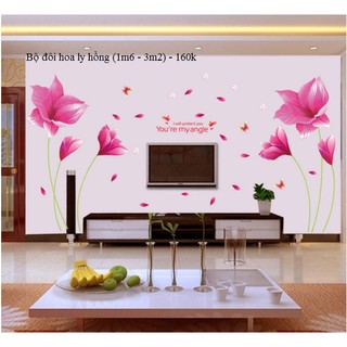 Decal dán tường hoa ly hồng