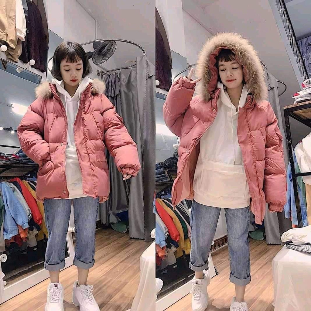 Áo phao béo mũ lông nữ 9 màu, hàng cao cấp loại 1, chất dày đẹp cực ấm Kanimi | BigBuy360 - bigbuy360.vn
