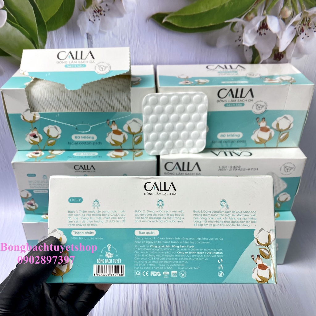 Bông tẩy trang CALLA gói 80 miếng - Bông tẩy trang Merilynn Bông bạch Tuyết