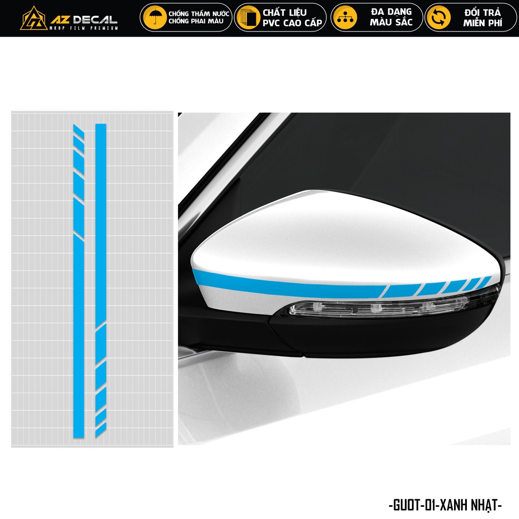 Decal Gương Chiếu Hậu Phản Quang Ô Tô Thiết Kế Cá Tính | GUOT01 | Tem Dán Gương Xe Hơi Oto Chống Nước Dễ Dán