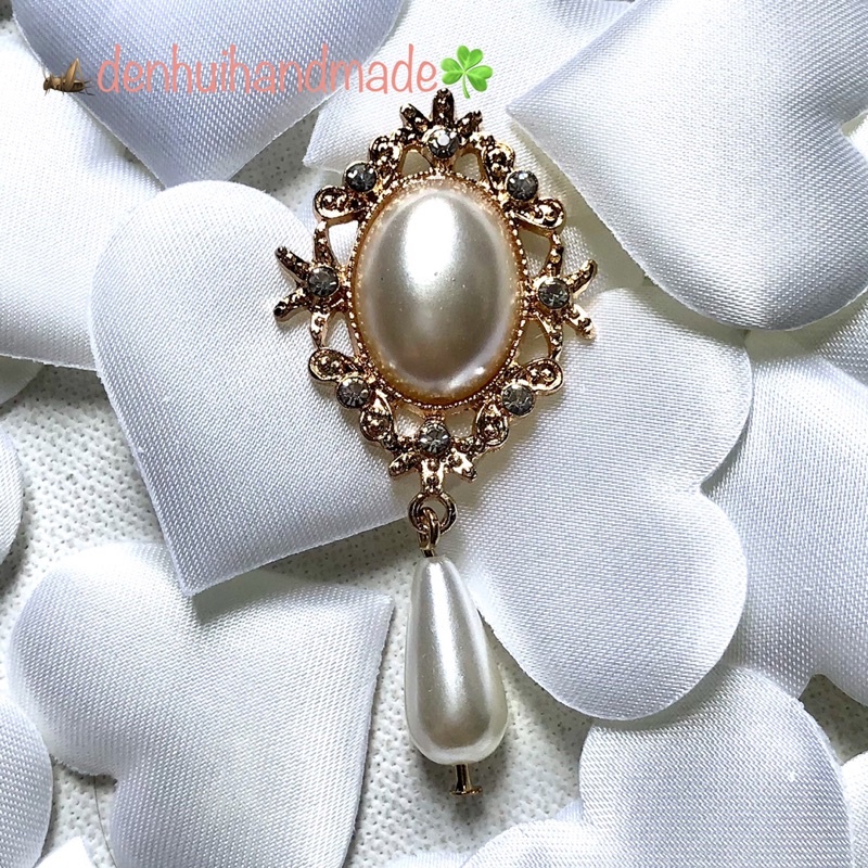 Nút Đính Ngọc Trai Giả Kiểu Cổ Điển Phương Tây Làm Phụ Kiện Thời Trang, Trang Sức 28x58mm