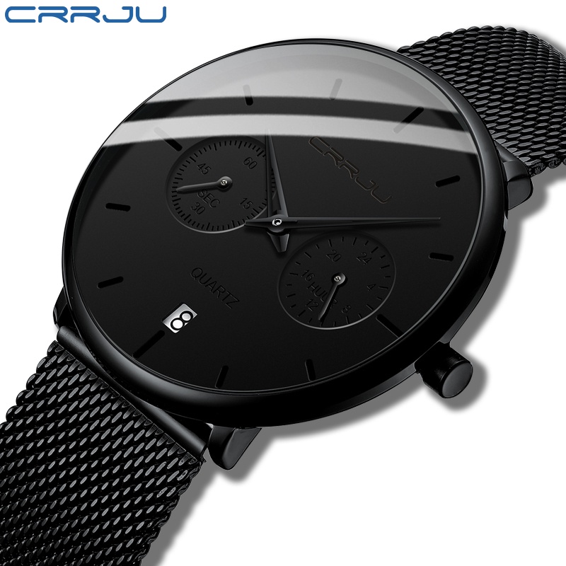 Đồng hồ CRRJU 2162X máy thạch anh dây đeo thép không gỉ chống thấm nước