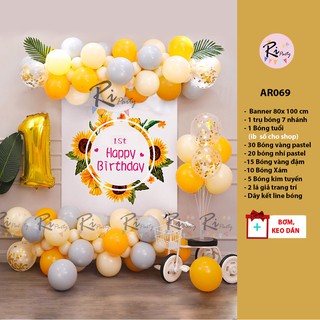 Bóng trang trí sinh nhật Happy Birthday tông Vàng