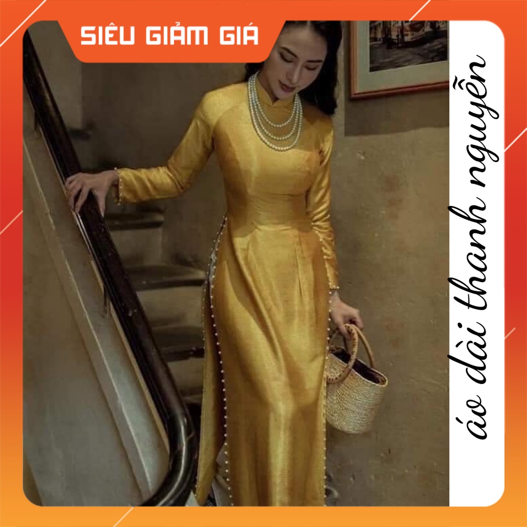 Áo dài may sẵn gấm vân gỗ cao cấp ( mua áo tặng quần lụa )