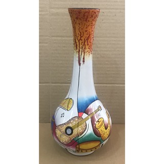 Bình hoa củ tỏi sơn mài vẽ picasso size ø13.5x51cm