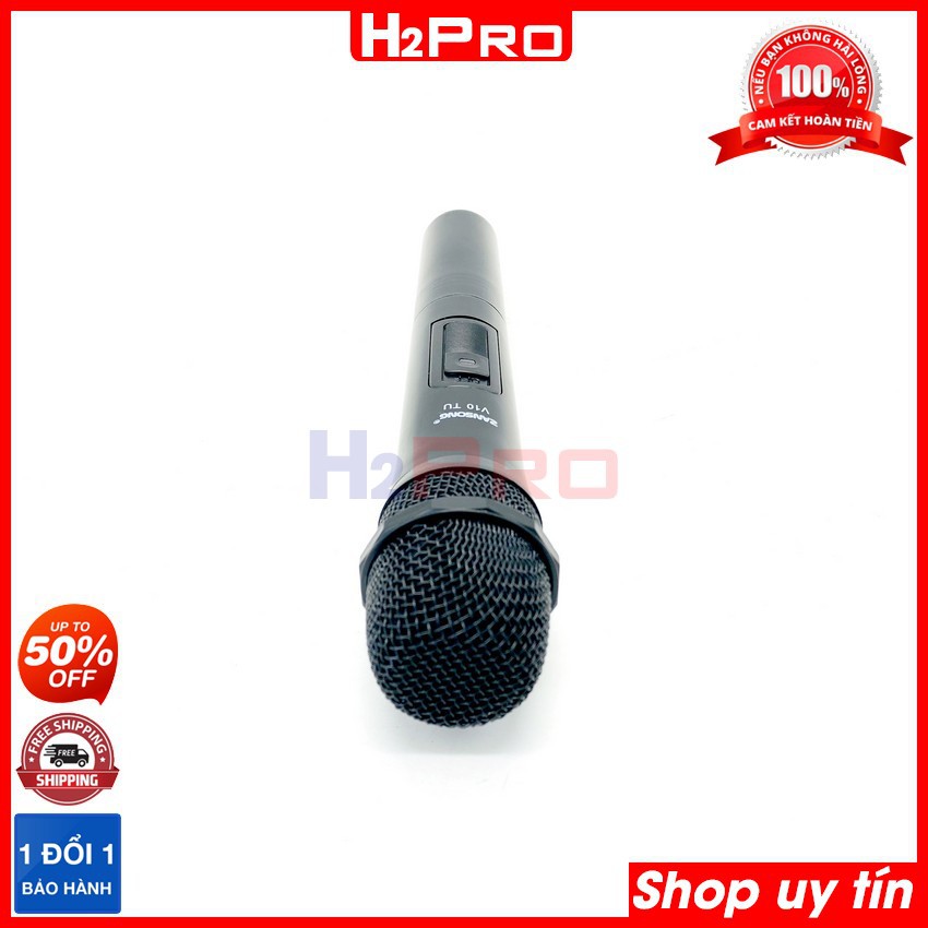 Micro không dây karaoke Zansong V10TU H2Pro hút mic-chuẩn tiếng, micro không dây loa kéo giá rẻ (tặng đôi pin 10k)