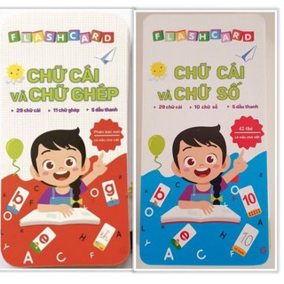 Combo 2 bộ thẻ chữ cái, chữ ghép và chữ số cho bé
