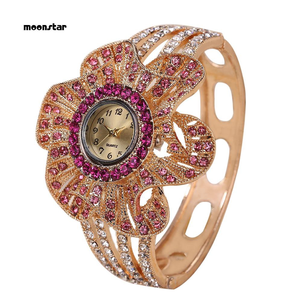 Đồng hồ nữ dây kim loại mặt hoa đính đá thời trang | BigBuy360 - bigbuy360.vn