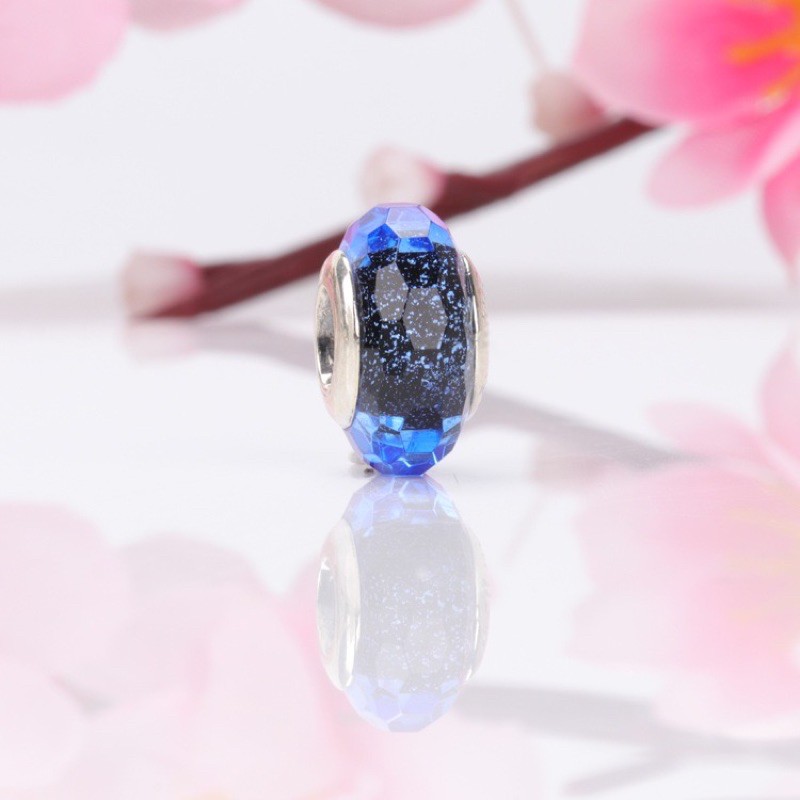 Hạt charm glass midnight bạc s925 Cao cấp