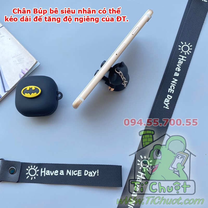 [Siêu Anh Hùng kiêm Giá Đỡ ĐT] Bao Ốp Galaxy Buds Pro/ Buds 2 Pro/ Buds 2/ Buds Live Silicon Dẻo Có Búp Bê Móc Khóa