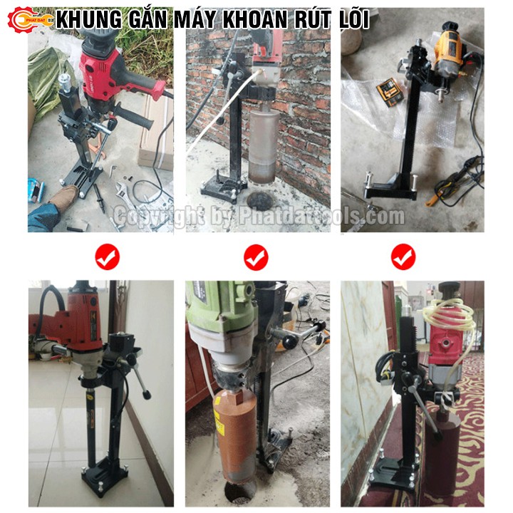 Khung đế gắn máy khoan rút lõi-Khung biến máy khoan rút lõi cầm tay thành máy khoan rút lõi bàn bản cao cấp