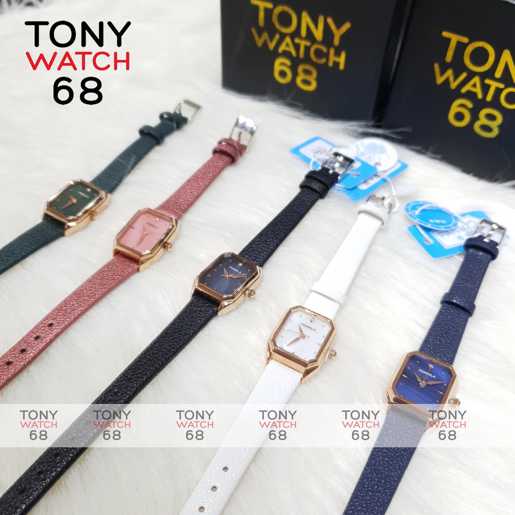 Đồng hồ nữ đeo tay Panmila dây da mặt vuông mini mạ viền vàng chính hãng Winsley giá rẻ đẹp | BigBuy360 - bigbuy360.vn