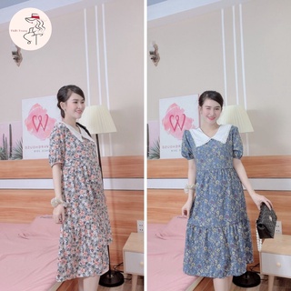 Đầm bầu hoa cổ sơ mi siêu xinh