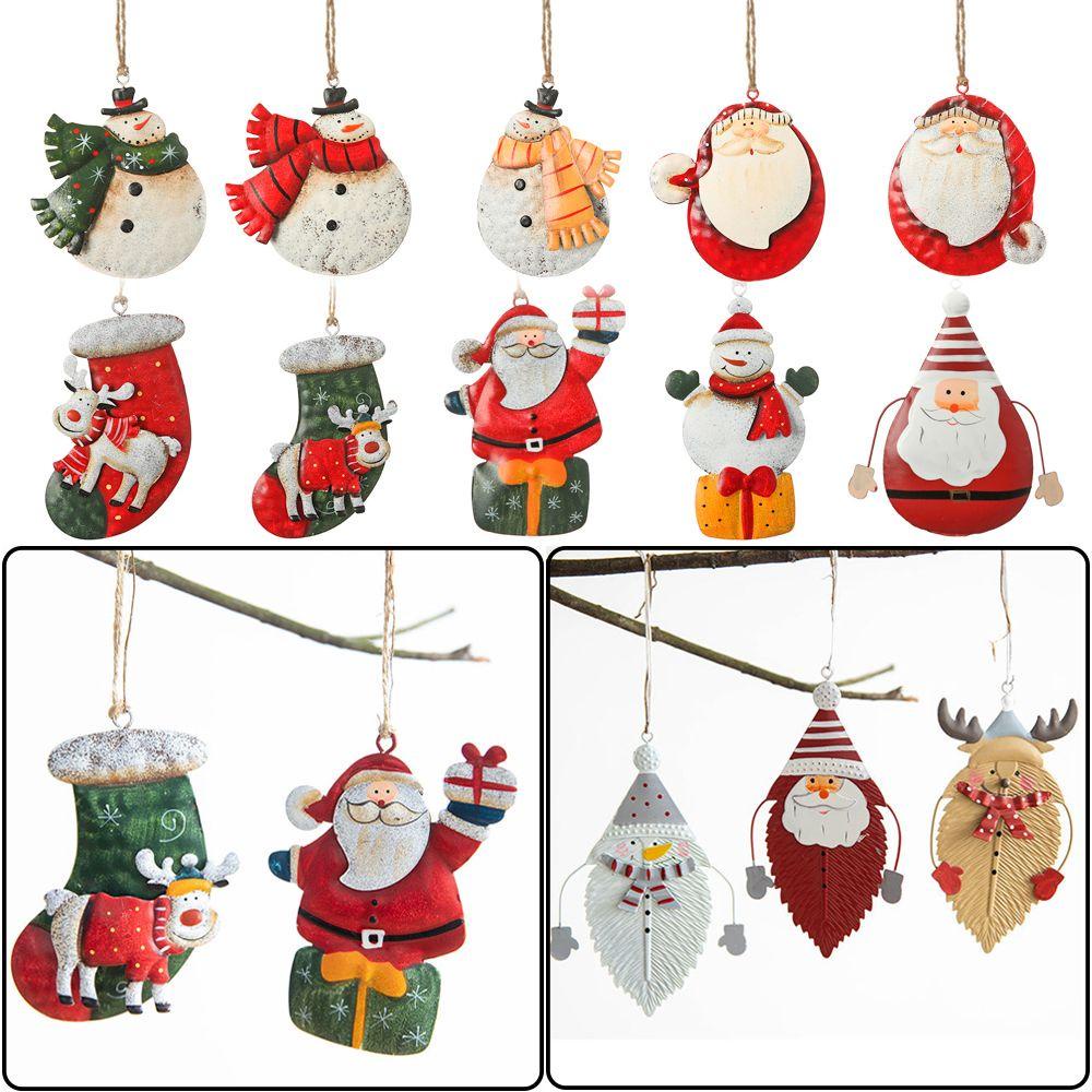 Phụ Kiện Treo Trang Trí Giáng Sinh Bằng Sắt Sơn Kim Loại Hình Ông Già Noel Tuần Lộc