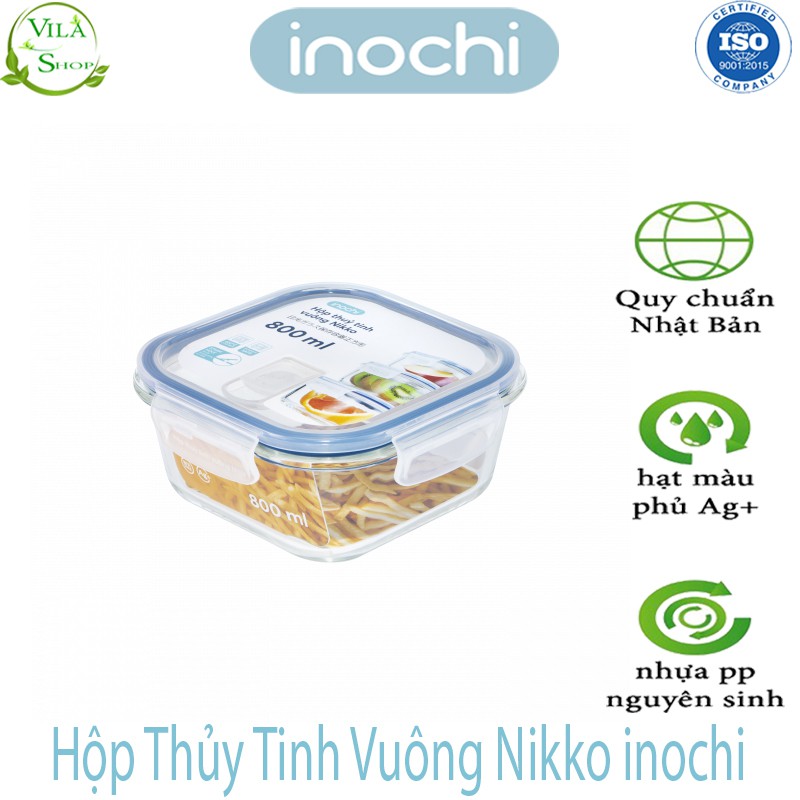 [ Bộ ] Hộp Thực Phẩm, Hộp Thủy Tinh Chịu Nhiệt Hình Vuông, Thủy Tinh Cao Cấp Inochi Sử Dụng An Toàn Trong Lò Vi Sóng