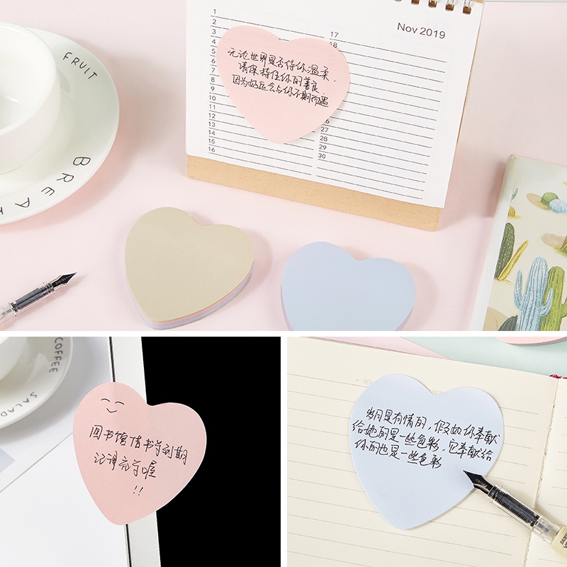 Giấy ghi chú hình trái tim 4 màu Pastel - Macaron Sticky Note 100 tờ TZ2006 - TZ2017