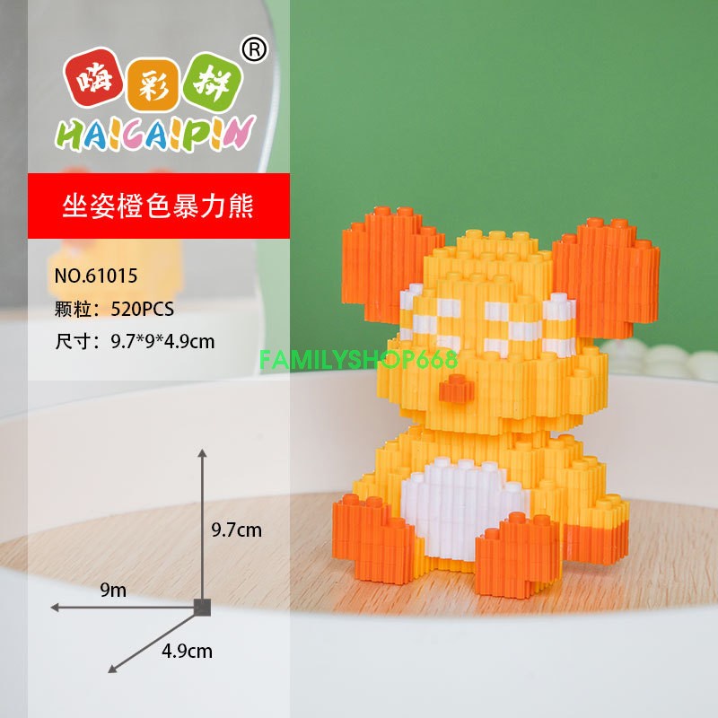 Xếp hình Gấu Bearbrick 12cm Đồ chơi lắp ráp nano nanoblocks mô hình cỡ lớn Hàng Đẹp bear bricK đứng -12cm ngồi 10cm