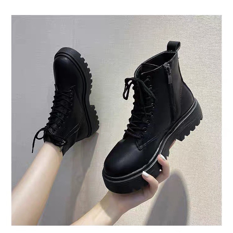 Bốt Da Nữ Cổ Lửng Phối Khóa Kéo Phong Cách G27.0 | BigBuy360 - bigbuy360.vn