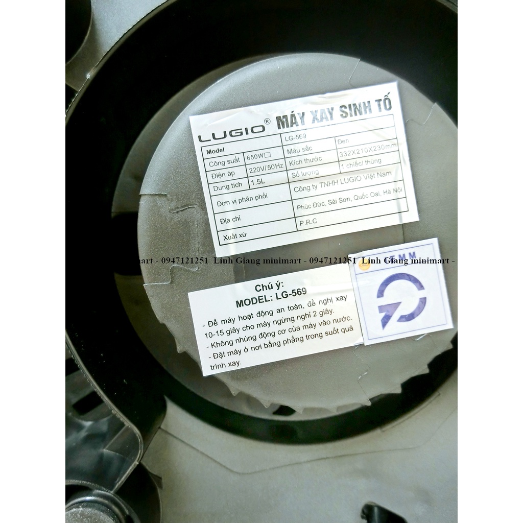 Máy xay sinh tố 2 in 1 Lugio LG569 Công suất 650W 2 cối thủy tinh Hàng chính hãng Bảo hành 12 tháng