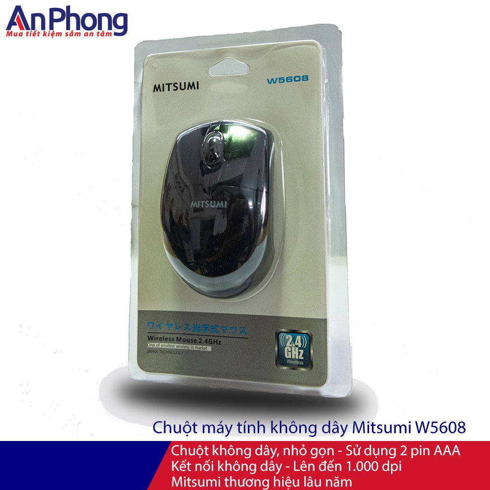 Chuột không dây mini Mitsumi W5608, nhỏ gọn trong lòng bàn tay, mới 100%, chính hãng