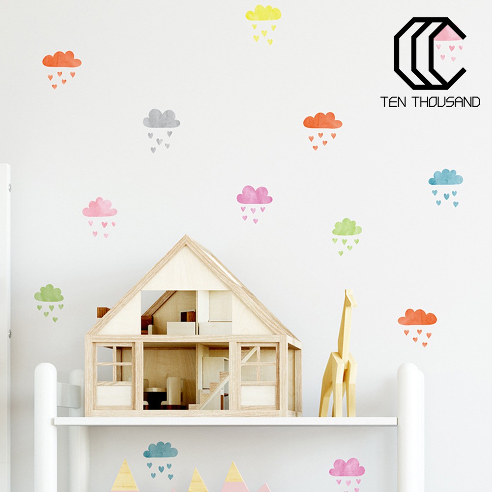 Set 5 sticker dán tường hình đám mây/trái tim/giọt mưa diy chuyên dùng để trang trí phòng ngủ cho bé