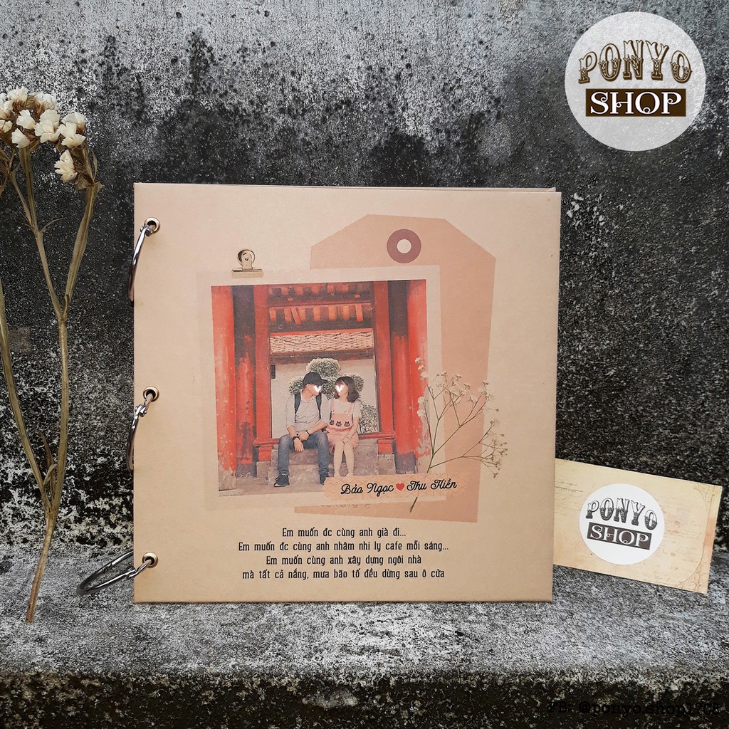 Sổ dán ảnh Scrapbook, khổ vuông, gáy còng