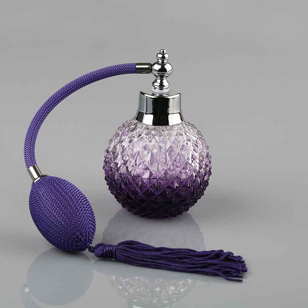 Vintage 100ml Crystal Perfume Bottle Purple Spray Atomizer Refillable Glass Gift