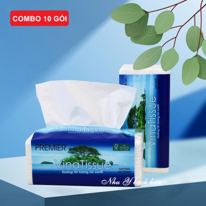 [Combo 10 gói giấy] khăn giấy lụa giấy ăn rút Premier Vina Tissue 280 tờ chính hãng, Như Ý bách hoá