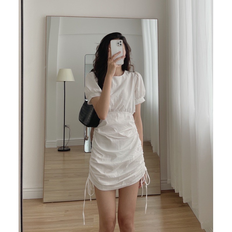 [Mã SKAMFA06 giảm 10% tối đa 50K đơn 0Đ] váy rút dây cắt out 388