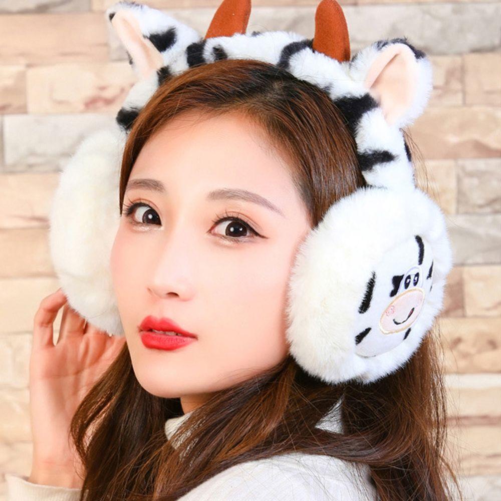 Norman Chụp Tai Giữ Ấm Chống Gió Hình Bò Sữa Hoạt Hình Nhồi Bông Đáng Yêu Dành Cho Bé
