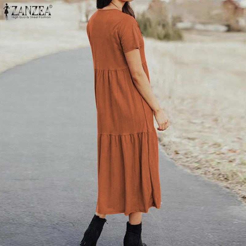 Đầm Zanzea Dài Ngắn Tay Thời Trang Xinh Xắn Cho Nữ