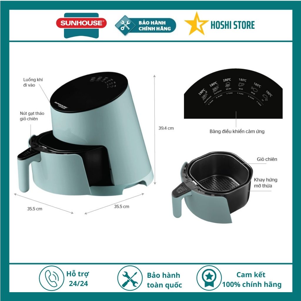 NỒI CHIÊN KHÔNG DẦU 3.5L SUNHOUSE MAMA SHD4085