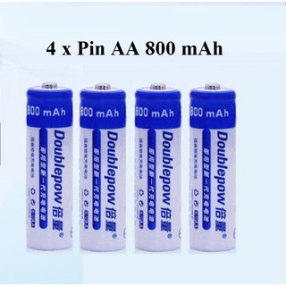 Bộ 4 viên pin tiểu sạc AA 800mAh Doublepow (chính hãng)