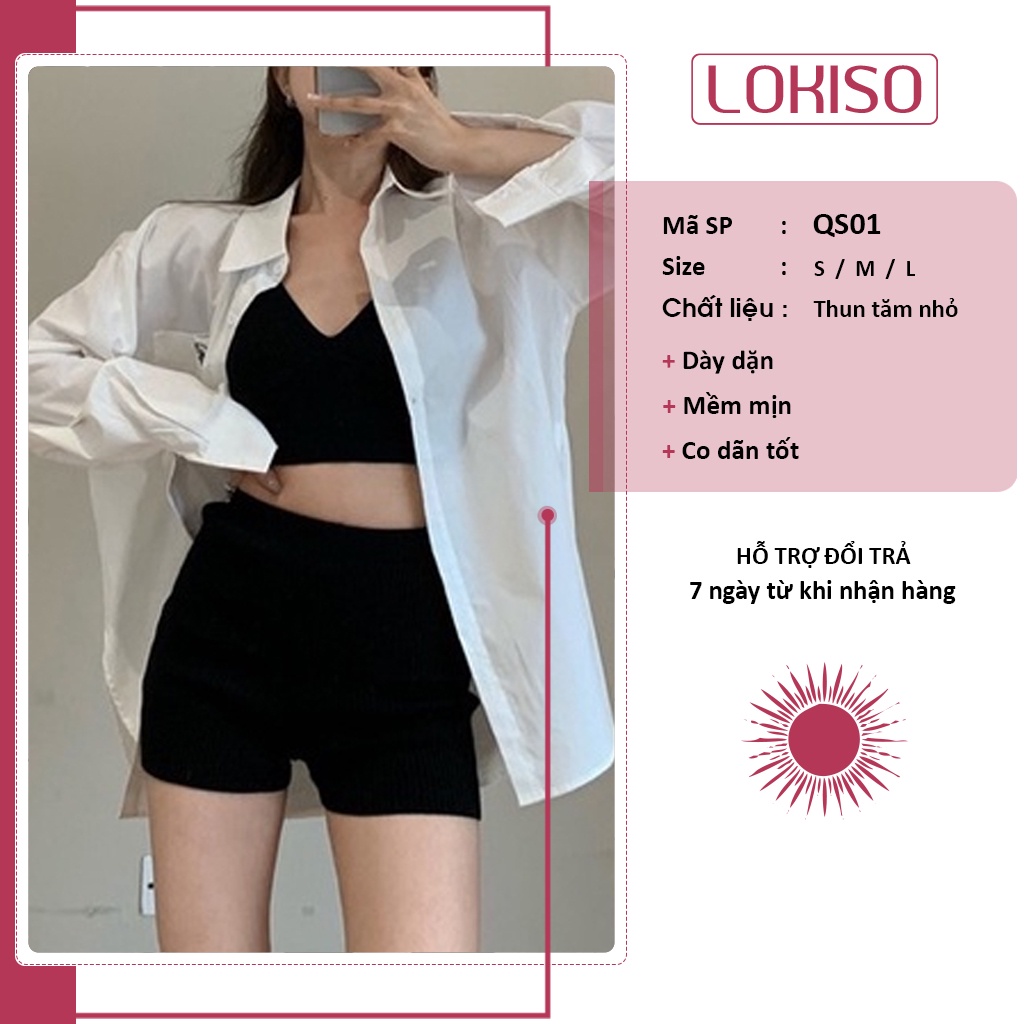 Quần đùi nữ lưng cao quần biker short nữ thể thao thun tăm nhỏ LOKISO QS01