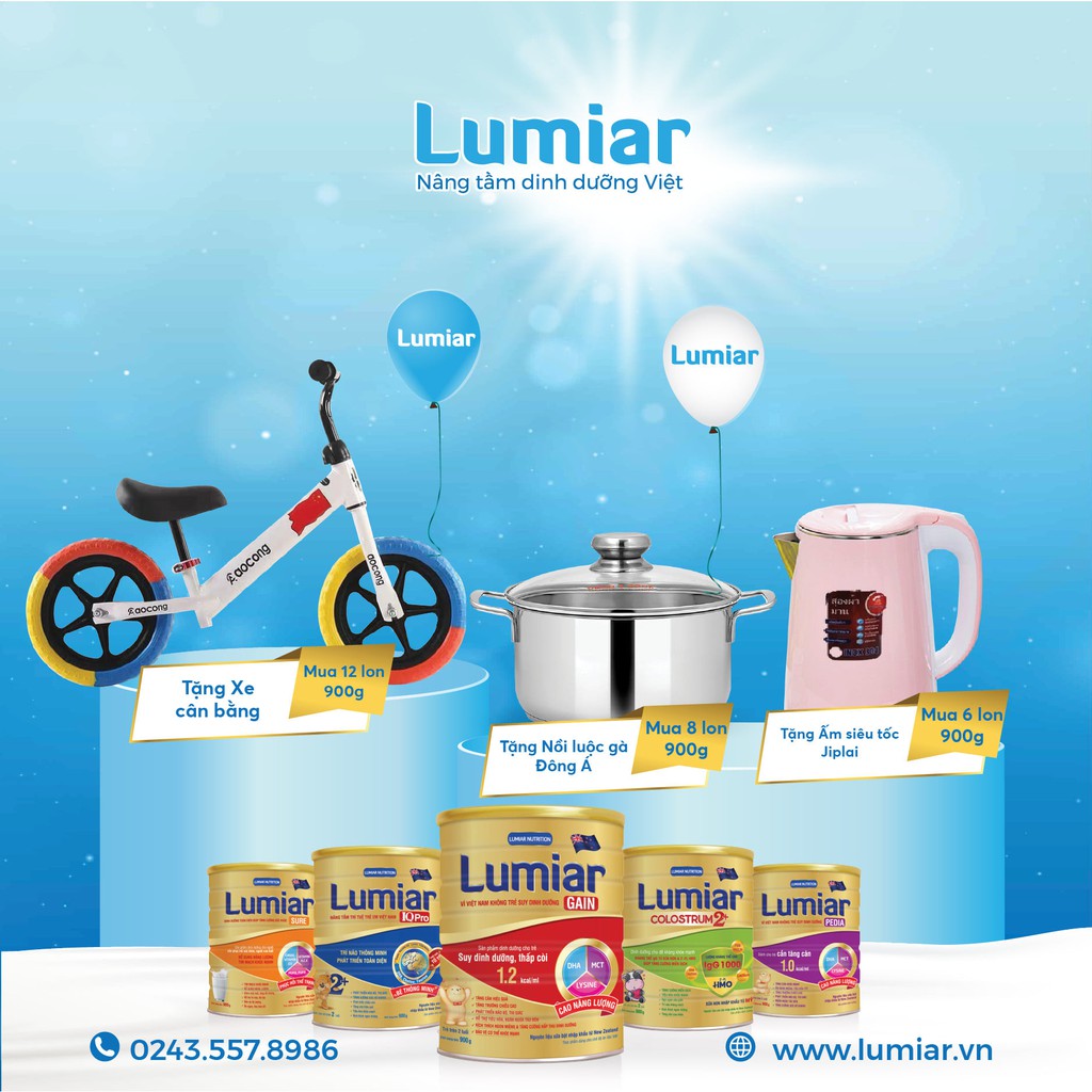 Sữa Lumiar Pedia 400g dành cho trẻ cần tăng cân với DHA, MCT, LYSINE cao năng lượng