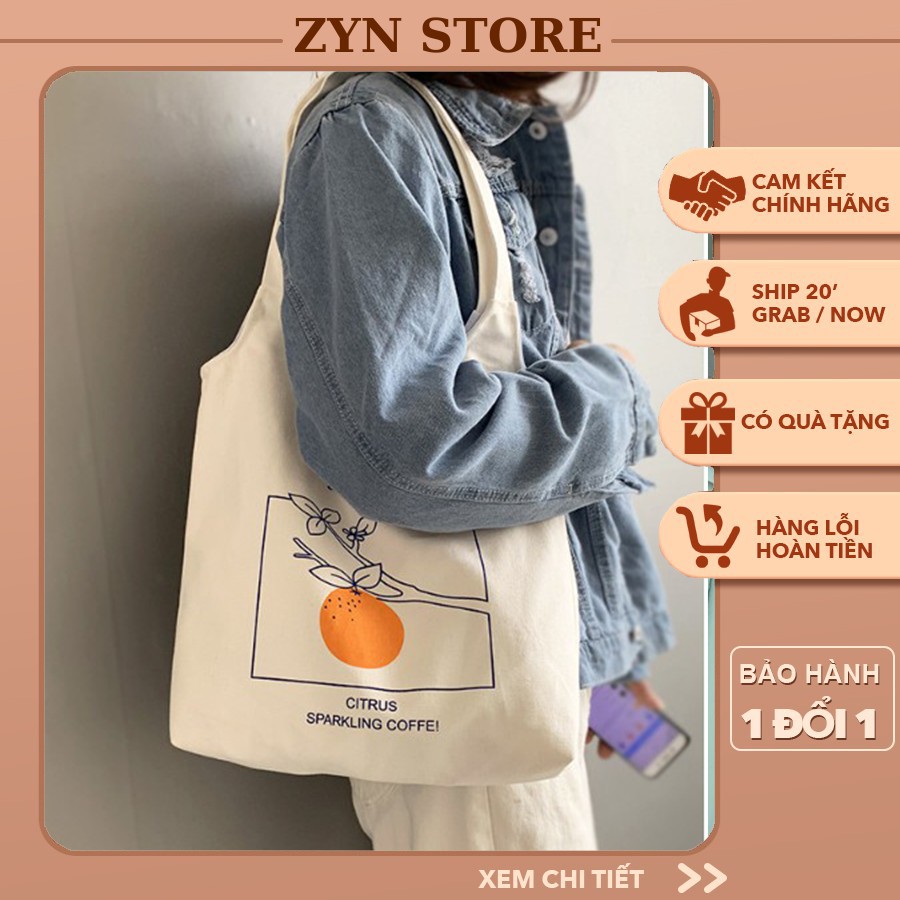Túi tote vải đeo chéo canvas bag đi học