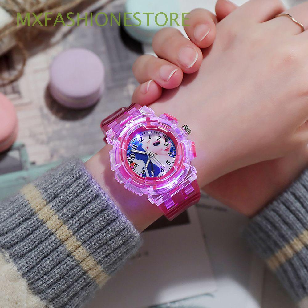 Đồng hồ đeo tay dạ quang họa tiết công chúa Frozen nhiều màu sắc tùy chọn đáng yêu cho bé trai bé gái