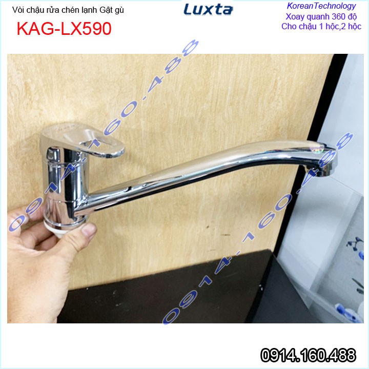 Vòi bếp lạnh gật gù Luxta KAG-LX590, Vòi rửa chén bát Luxta cao cấp siêu bền sử dụng tốt