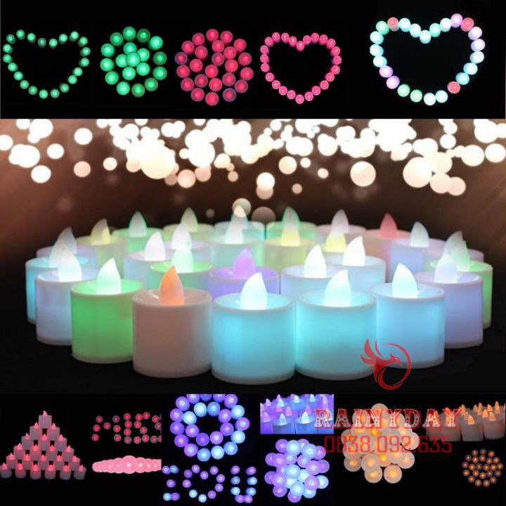 Đèn giả nến điện tử mini trang trí decor sinh nhật bàn tiệc cưới LED nhiều màu vỏ nhựa kèm sẵn Pin