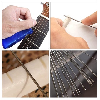9Pcs Understring Radius Gauge + String Action Ruler Gauge Tool + Guitar Bridge Saddle Nut Files Set Guitar Repair Tool Accessories