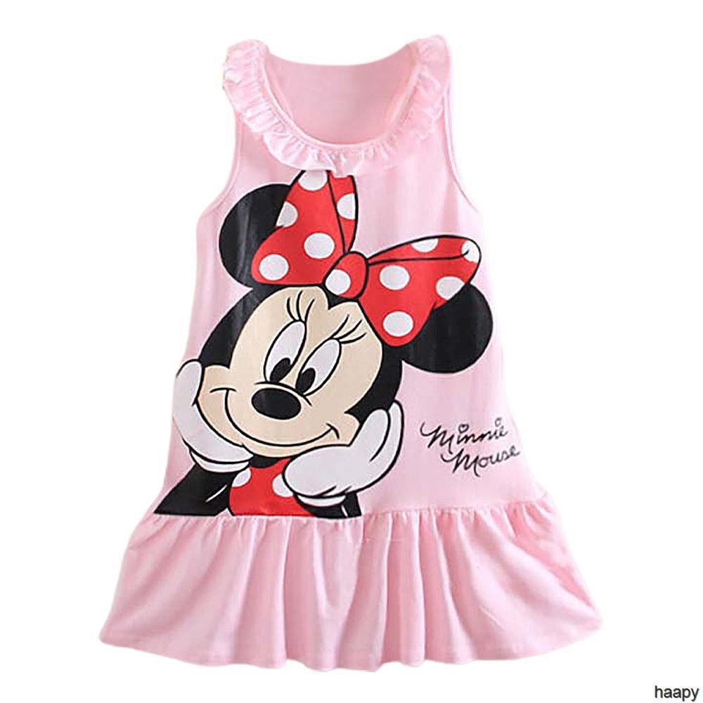 DISNEY Baju Budak Perempuan Đầm Cotton Không Tay Dáng Rộng In Hoạt Hình Công Chúa Pakaian kanak-kanak Giản Dị Dành Cho Bé Gái