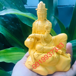 Tượng quan âm tự tại vàng 12 cm ( 2 màu vàng đất & vàng nhủ )