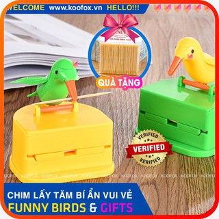 Hộp Chim Gắp Tăm Tự Động Thông Minh Từ Đài Loan - TẶNG BỊCH TĂM TIỆT TRÙNG CAO CẤP - KOOFOX
