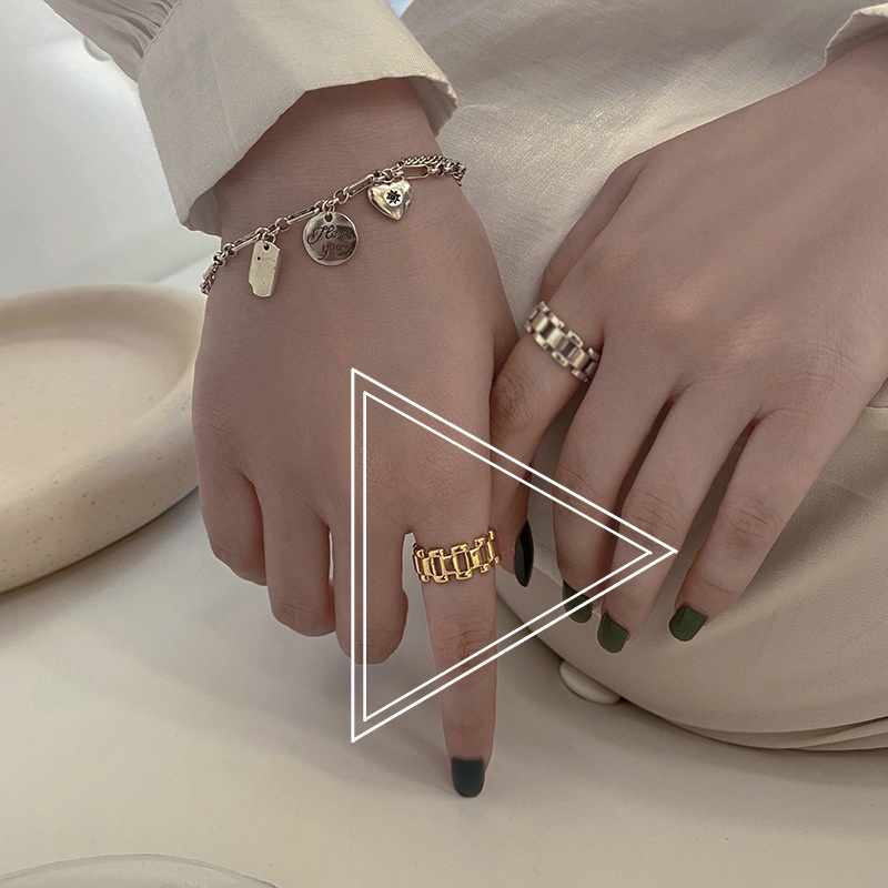 Nhẫn bạc trơn hở 191198 dạng dây xích đan thời trang đơn giản