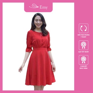 Đầm nữ xòe công sở phối nút đẹp thanh lịch Thời Trang Emy K2