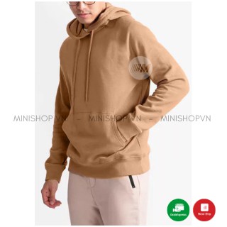 Áo hoodie màu kem chất nỉ bông mềm mịn dày ấm