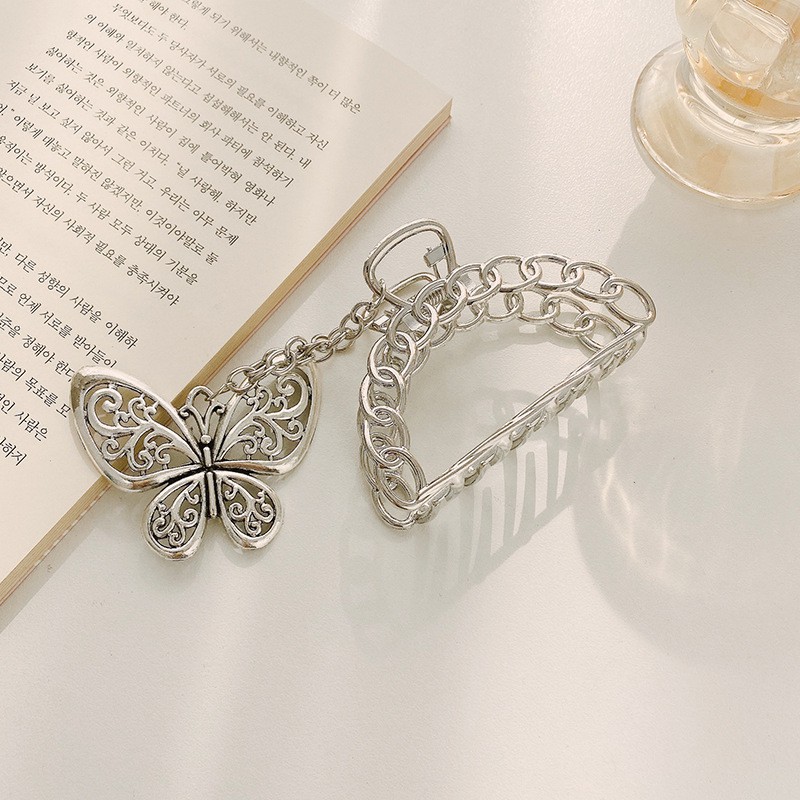 Kẹp tóc kim loại hình bướm / trái tim phong cách Hàn Quốc (Hàng có sẵn)